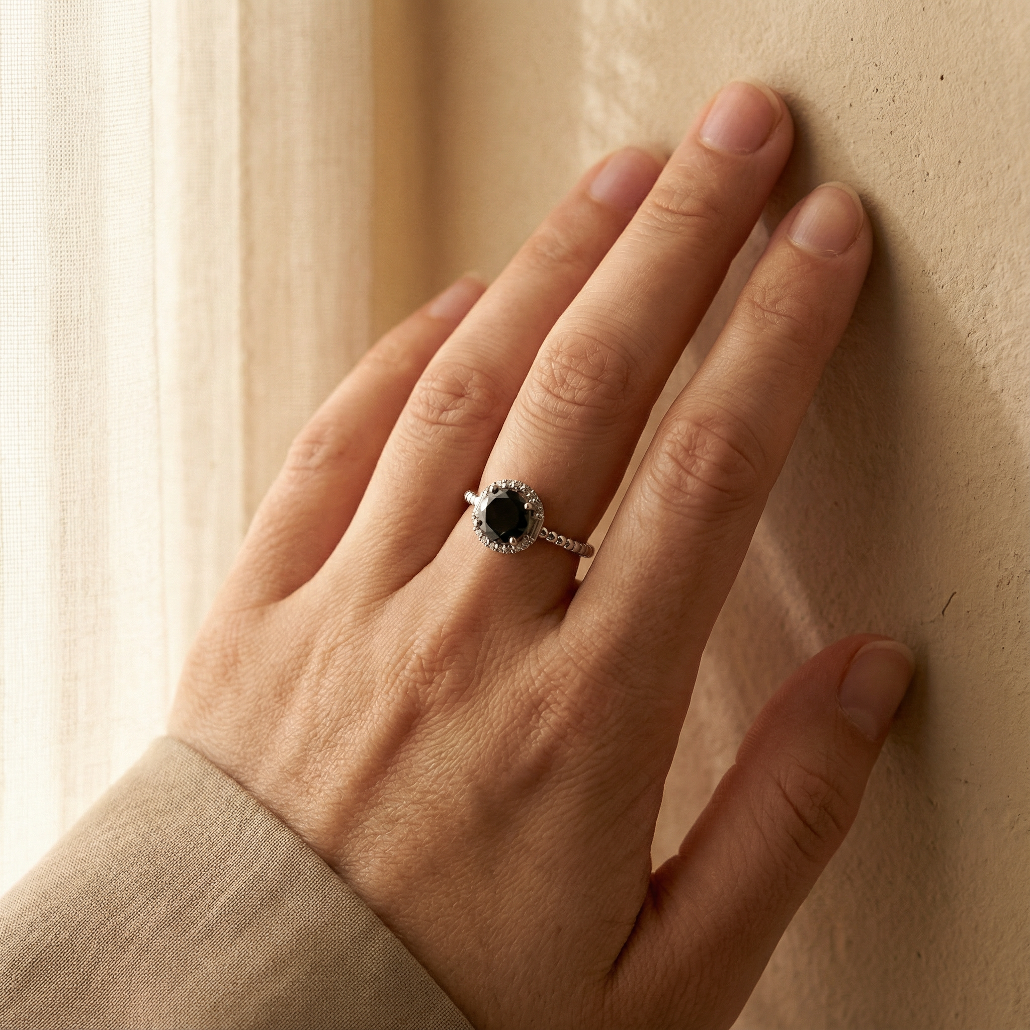 Black zircon ring Secondary image