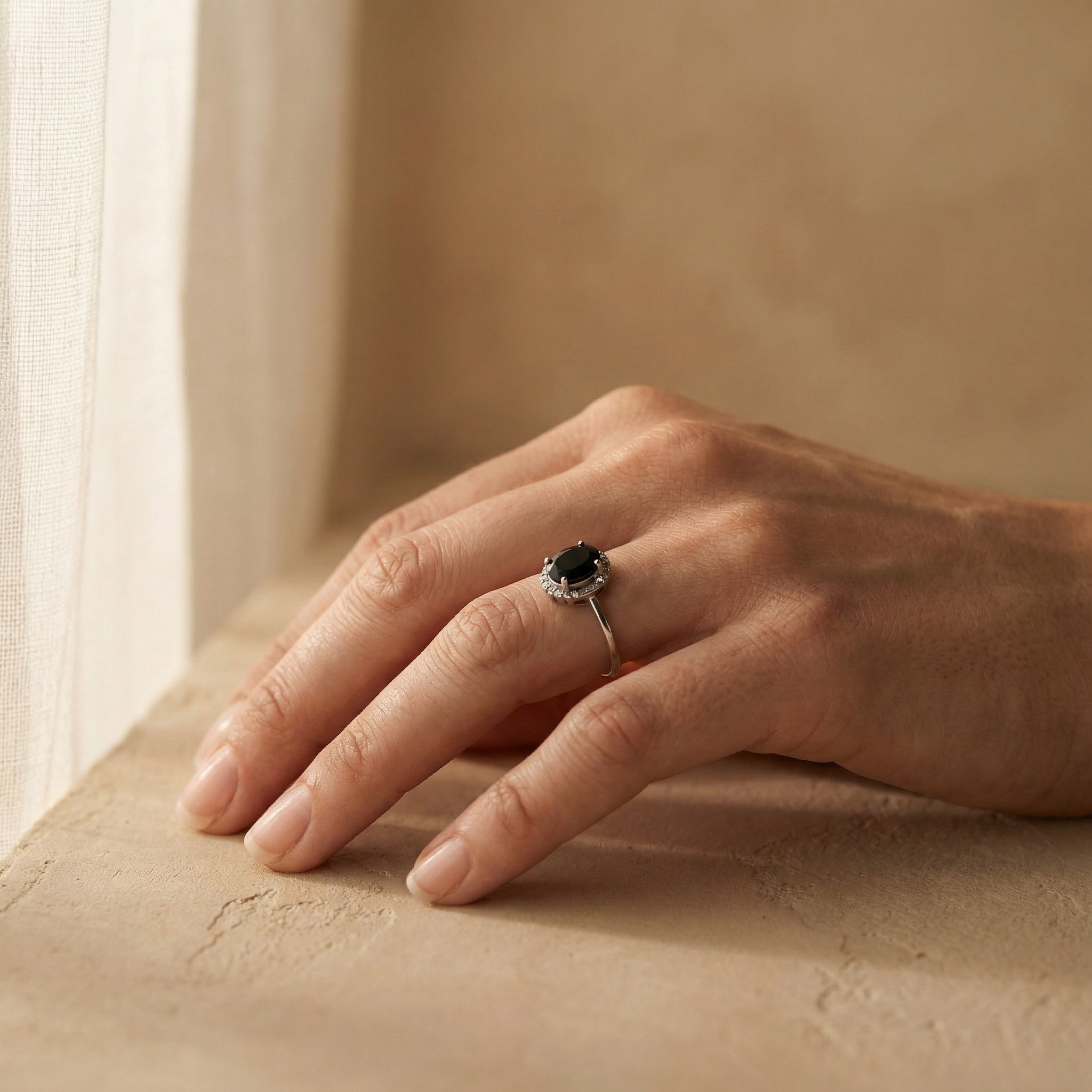 black zircon ring