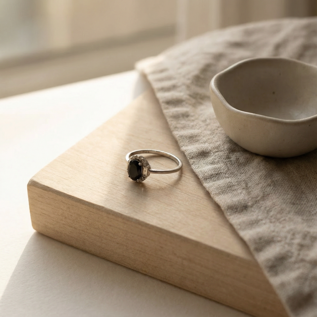 black zircon ring